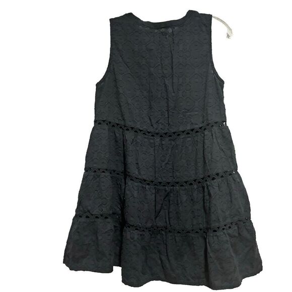 Anthropologie Tiered Blouse Tunic ‎ Small Black Sleeveless Textured Lace Detail - Picture 3 of 9
